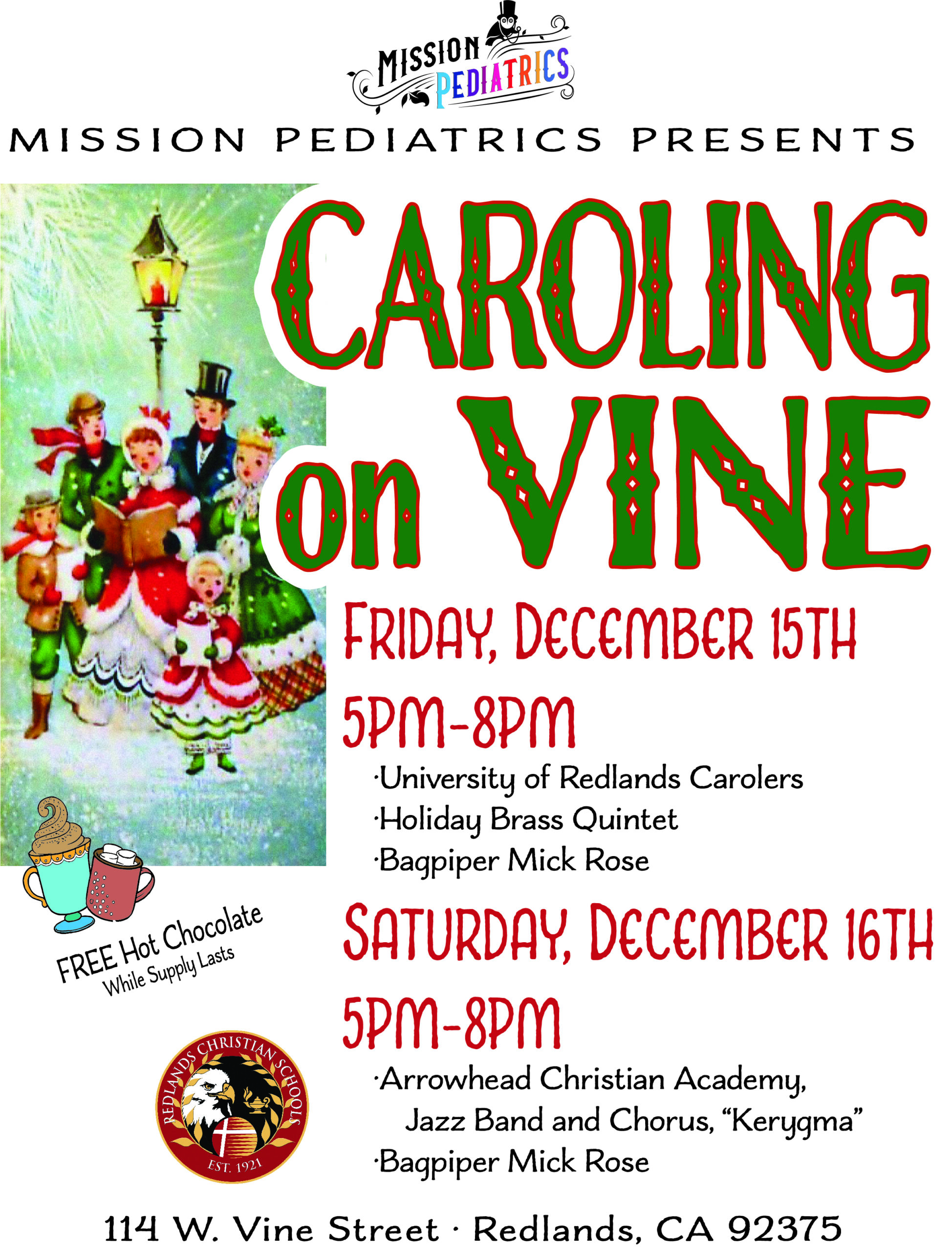 A Caroling on Vine poster with less information than on this page.