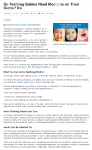 FDA Article - Do Babies Need Teething Medicine? NO.