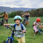 family enjoying a bike ride together